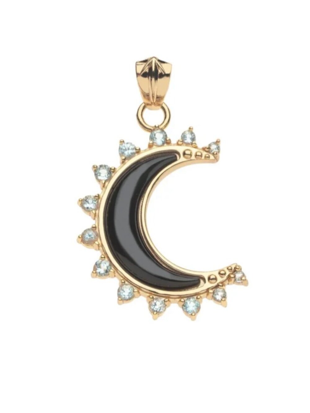 Jane Win Forever Nightfall Onyx Crescent Moon Pendant (No Chain)